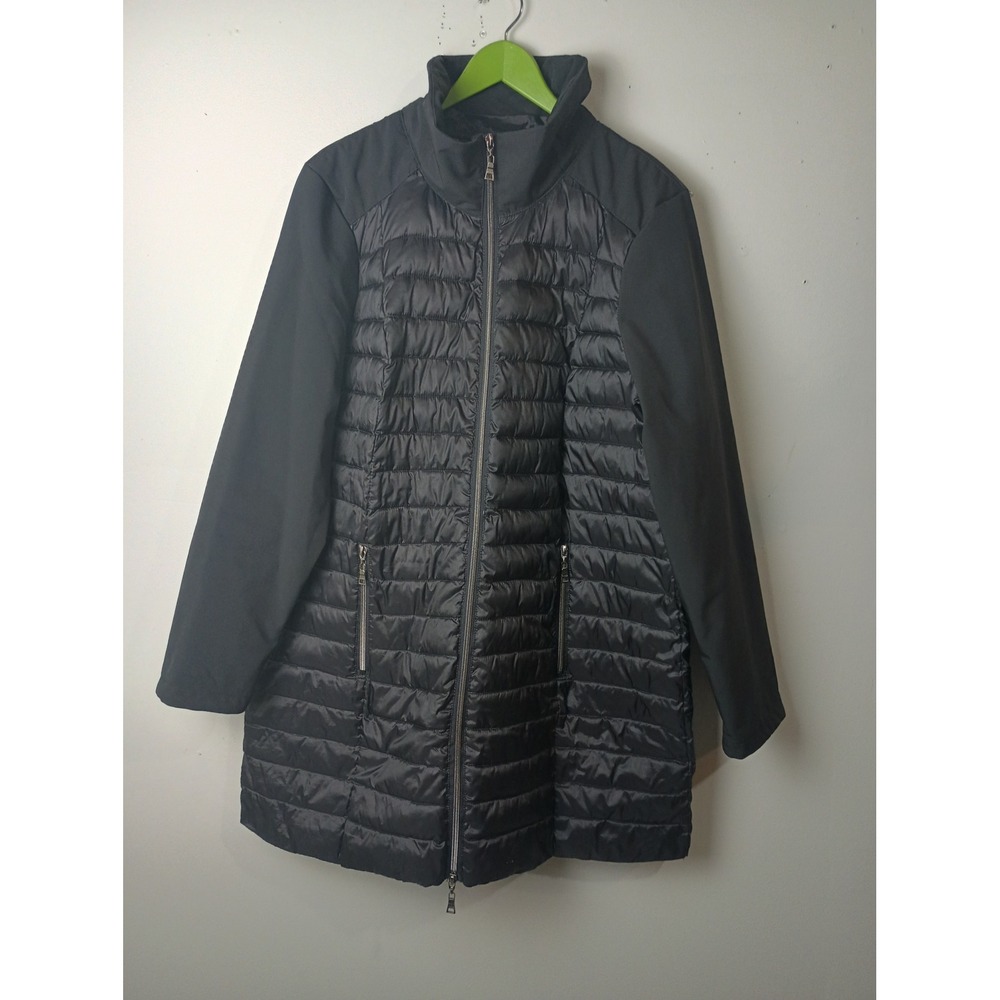 Nuage Womens Black Hybrid Puffer Jacket Softshell Mock Neck Q4788RD-375 L